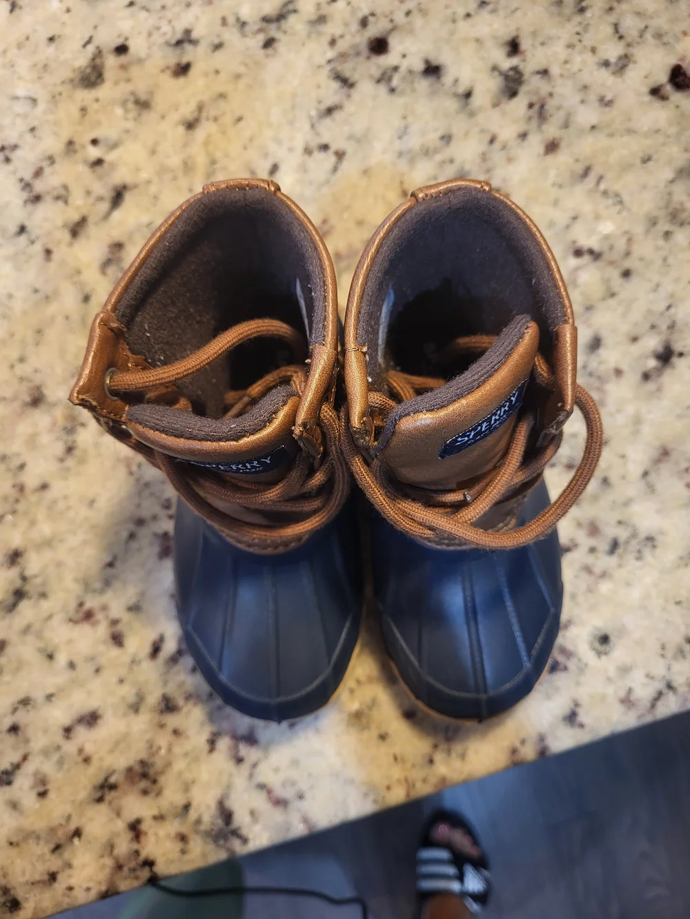 Sperry Kids Brown and Navy Duck Boots